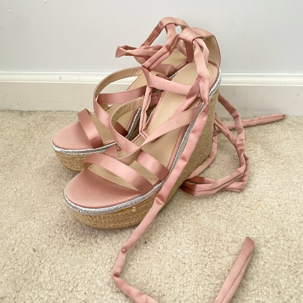 Elegant Pink Wedge Sandals
